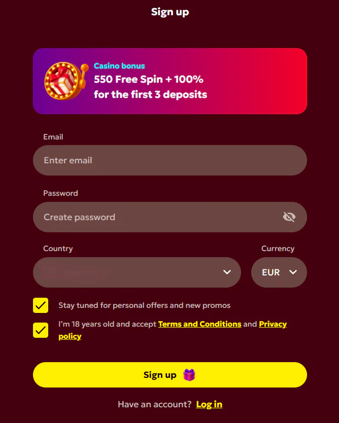 Spinobon account sign-up and secure player login